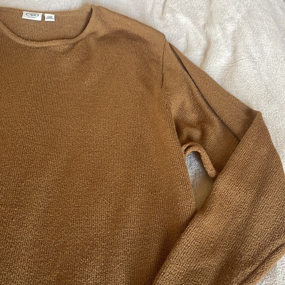 Cato woman acrylic sweater, camel brown, 26/28W